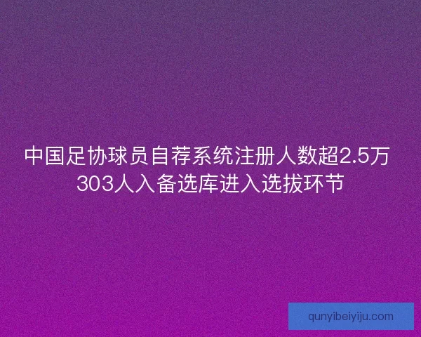 中国足协球员自荐系统注册人数超2.5万 303人入备选库进入选拔环节 中国足协球员自荐系统注册人数超2.5万 303人入备选库进入选拔环节