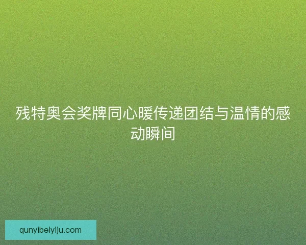 残特奥会奖牌同心暖传递团结与温情的感动瞬间 残特奥会奖牌同心暖传递团结与温情的感动瞬间